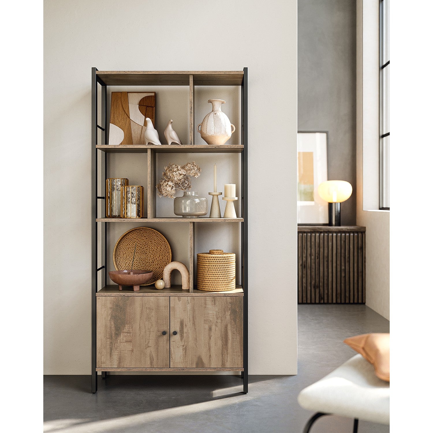 Large Bookcase with Doors and 4 Shelves - image 9