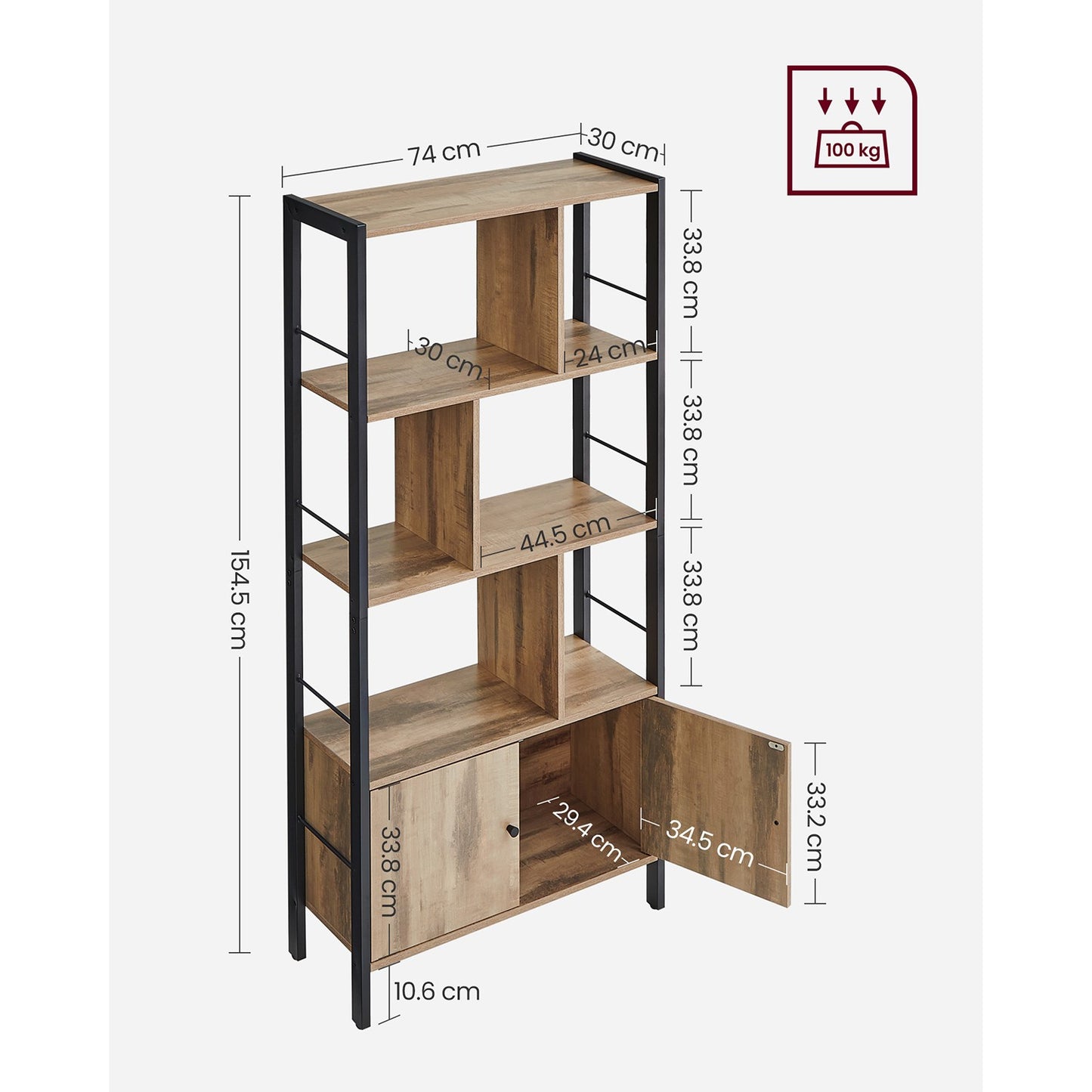 Large Bookcase with Doors and 4 Shelves - image 14