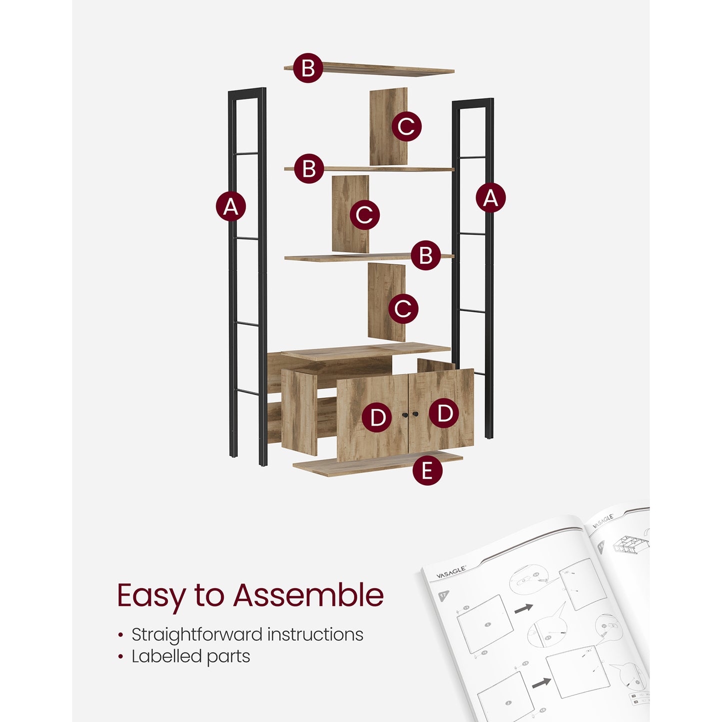 Large Bookcase with Doors and 4 Shelves - image 16