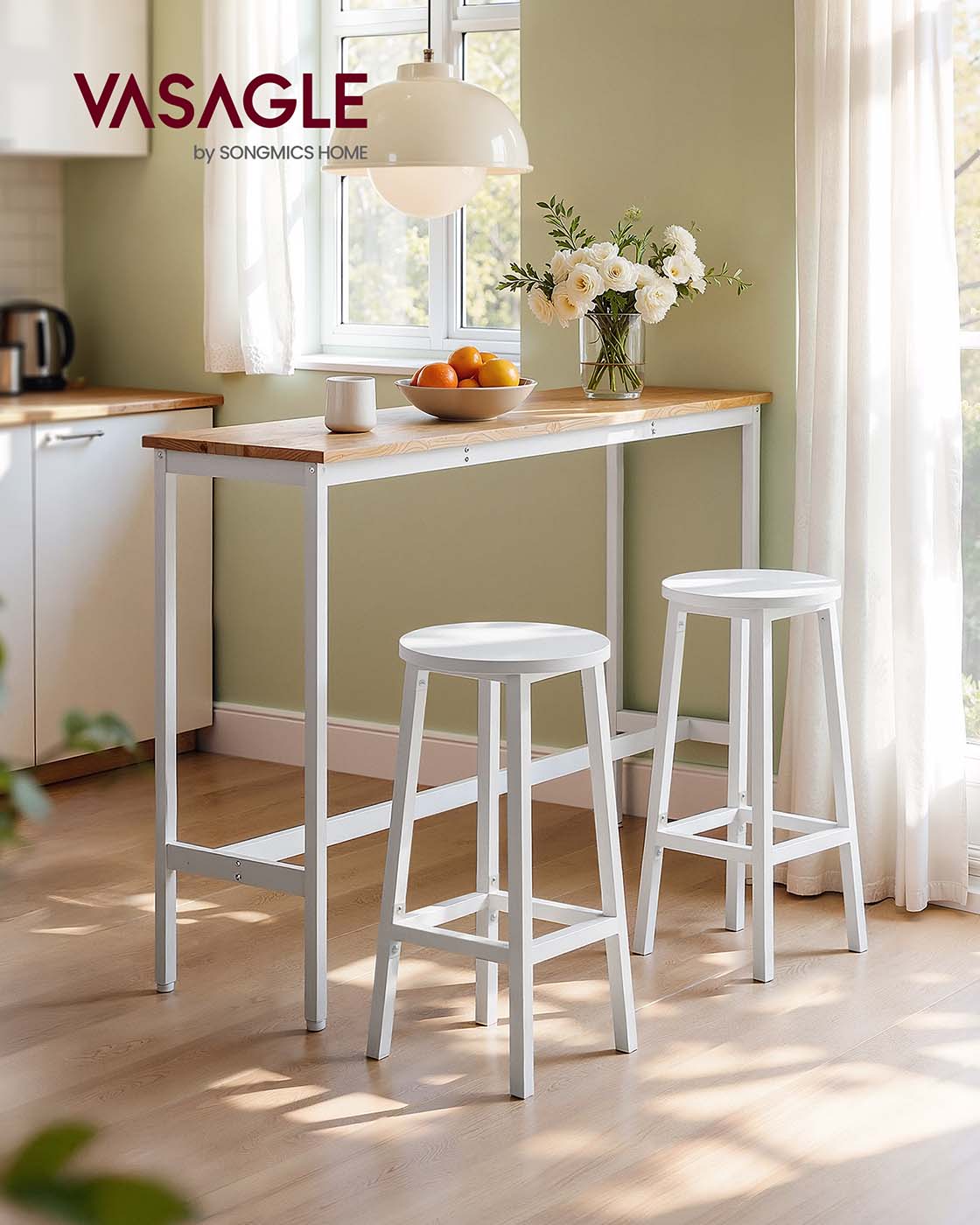 Set of 2 Kitchen Stools Cloud White - image 2