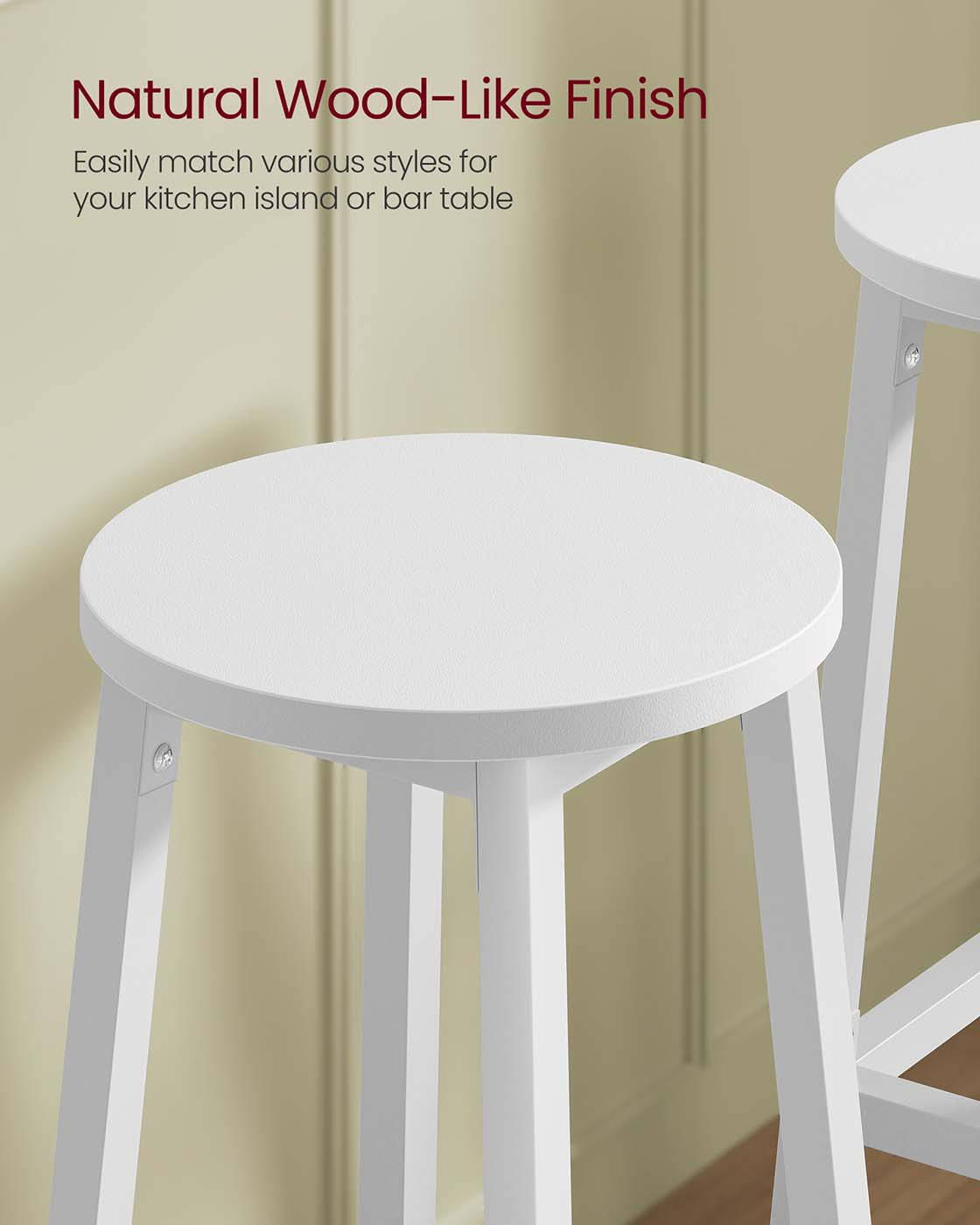 Set of 2 Kitchen Stools Cloud White - image 3