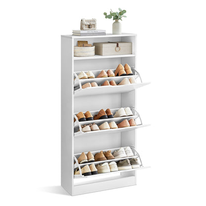 Shoe Cabinet 3 Flip Doors Cloud White - image 1