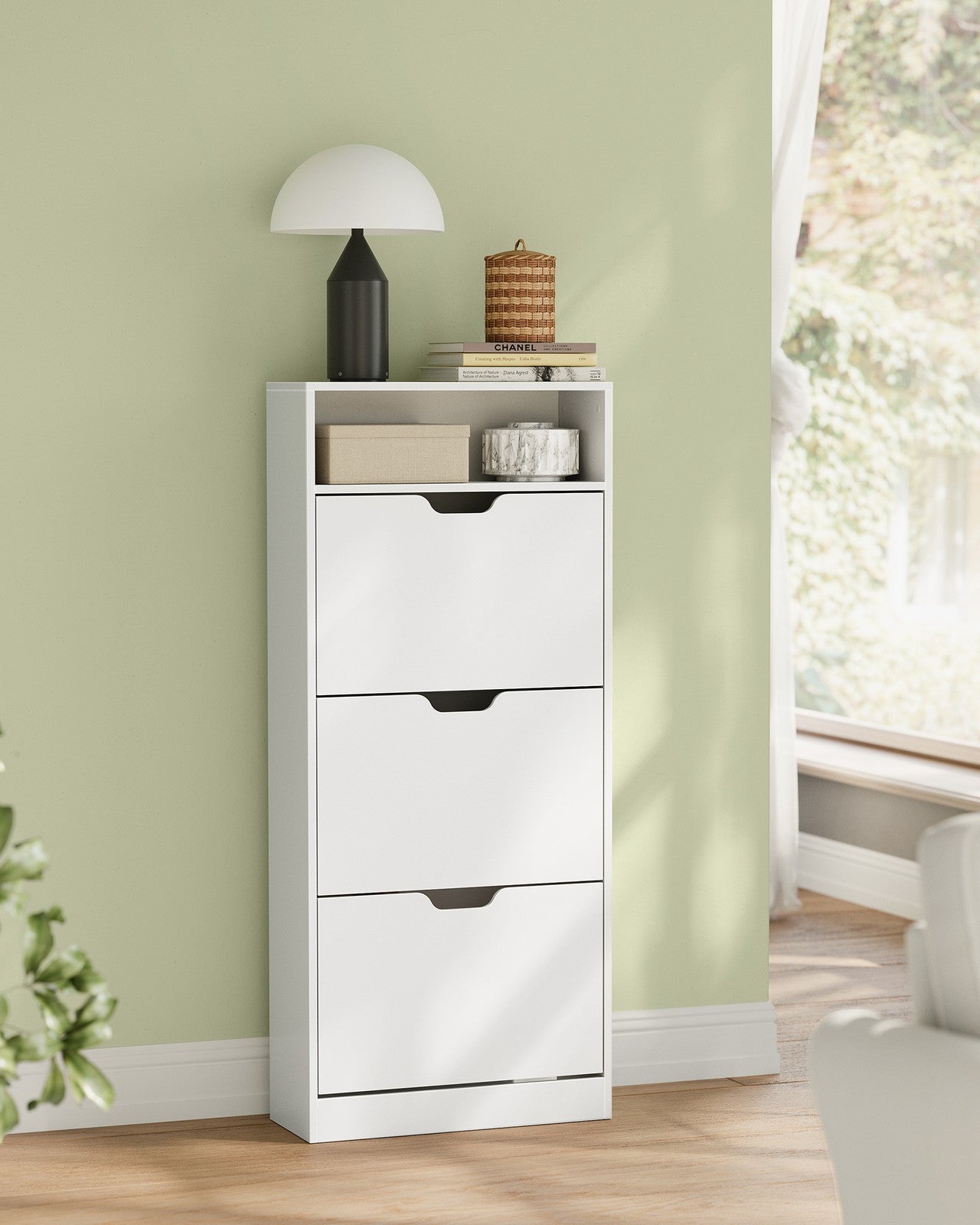 Shoe Cabinet 3 Flip Doors Cloud White - image 3
