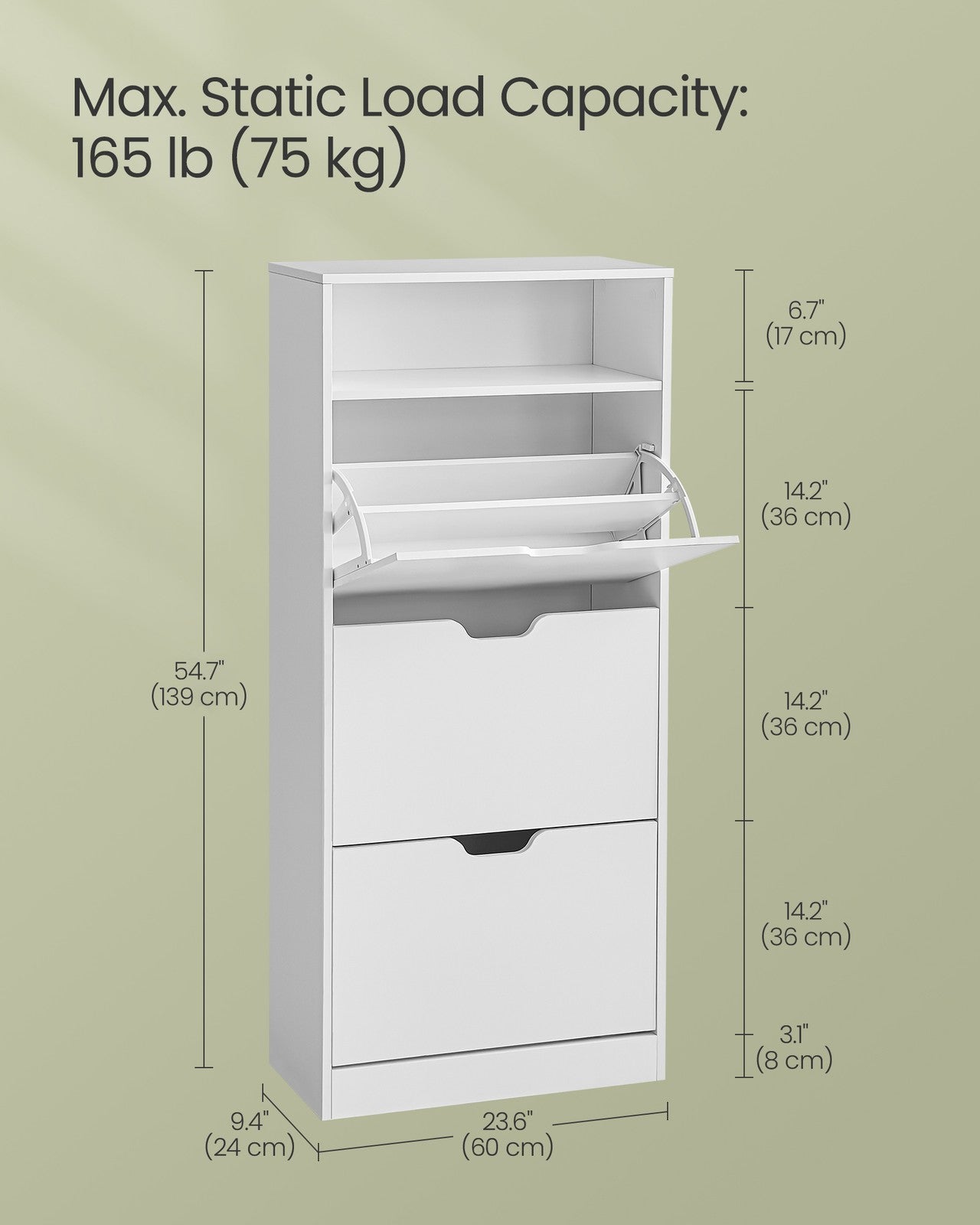 Shoe Cabinet 3 Flip Doors Cloud White - image 7
