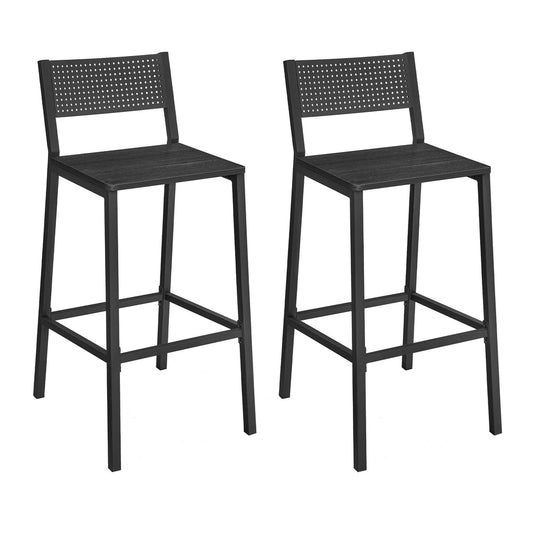 Set of 2 Kitchen Bar Stools Charcoal Gray and Black - image 1