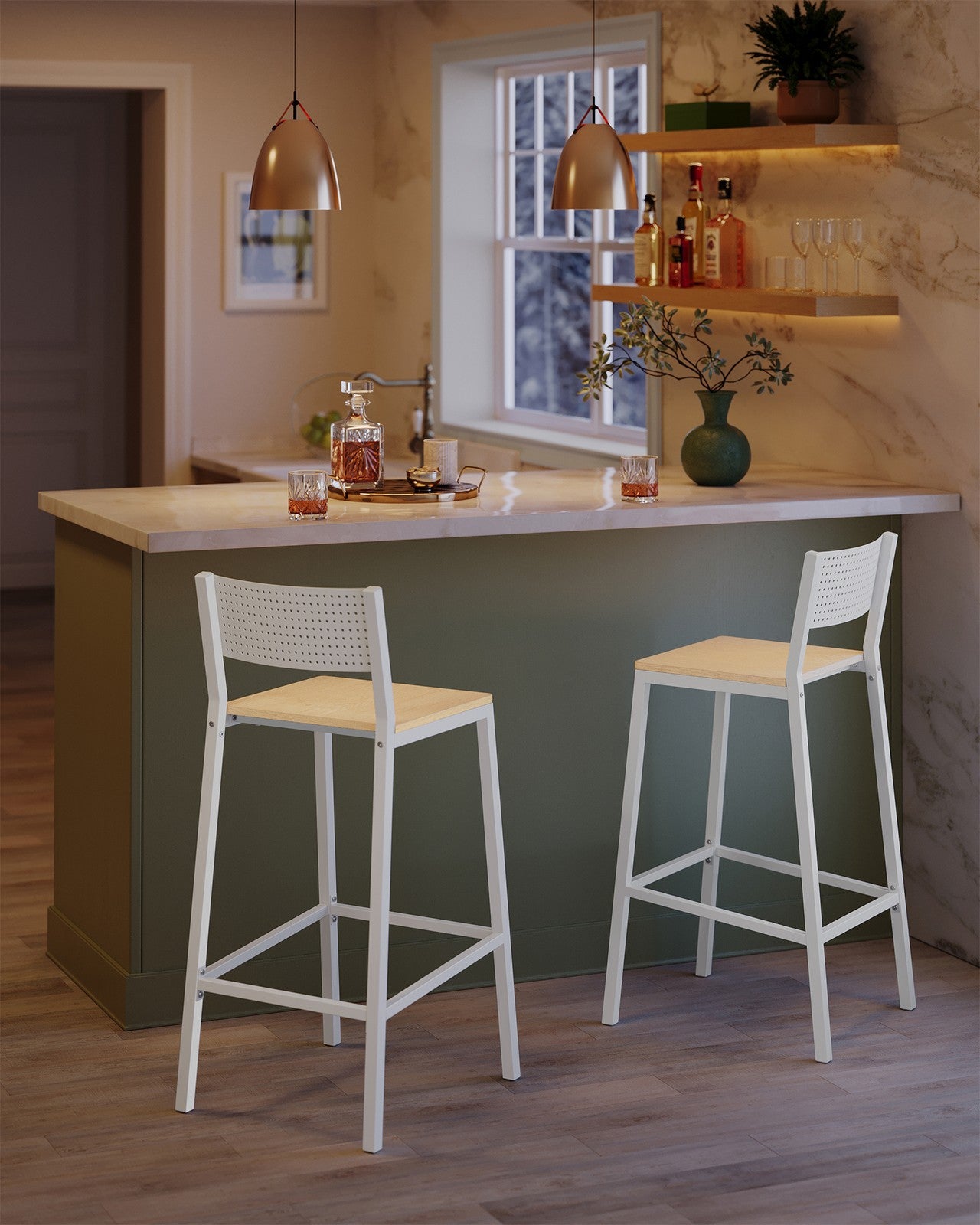 Set of 2 Kitchen Bar Stools Charcoal Gray and Black - image 11