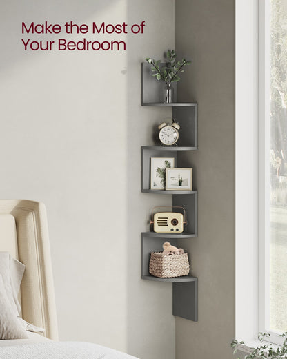 5-Tier Wall-Mounted Corner Shelf Dove Grey - image 3