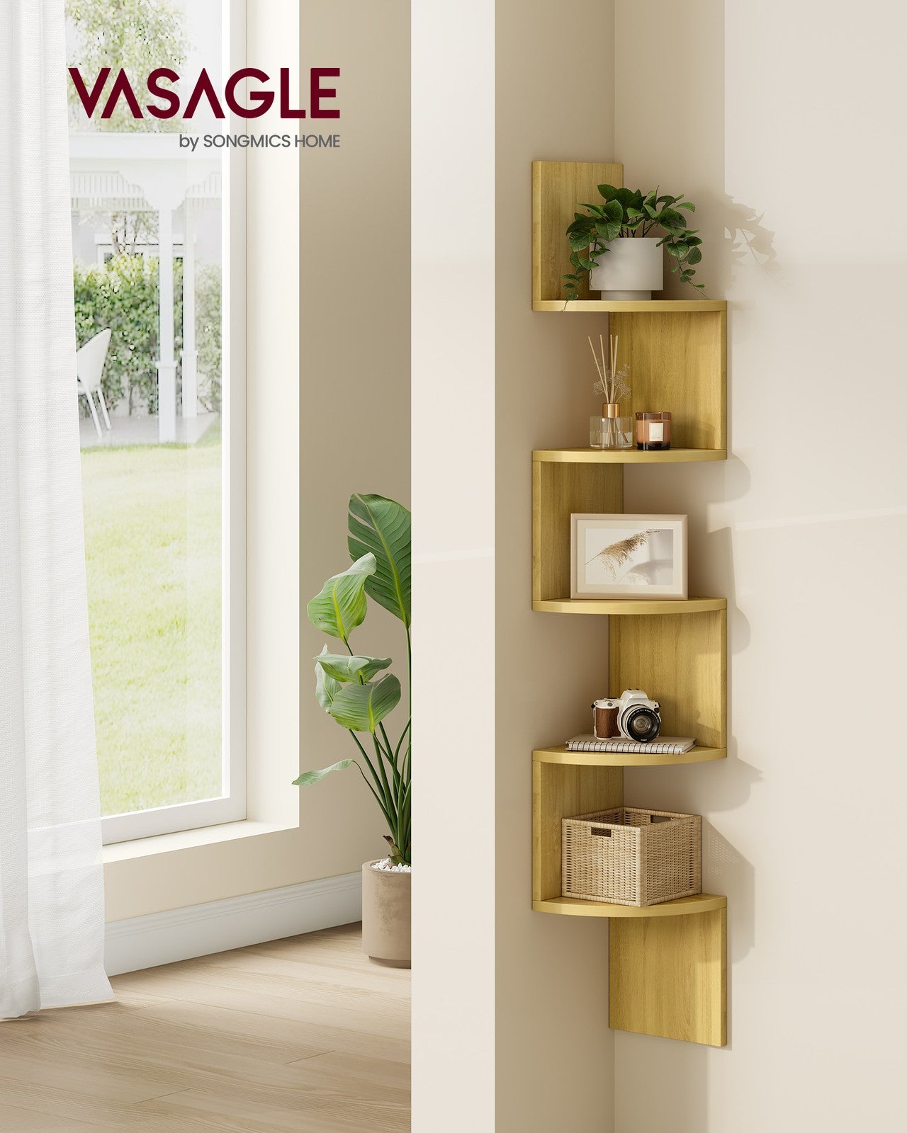 5-Tier Wall-Mounted Corner Shelf Dove Grey - image 8
