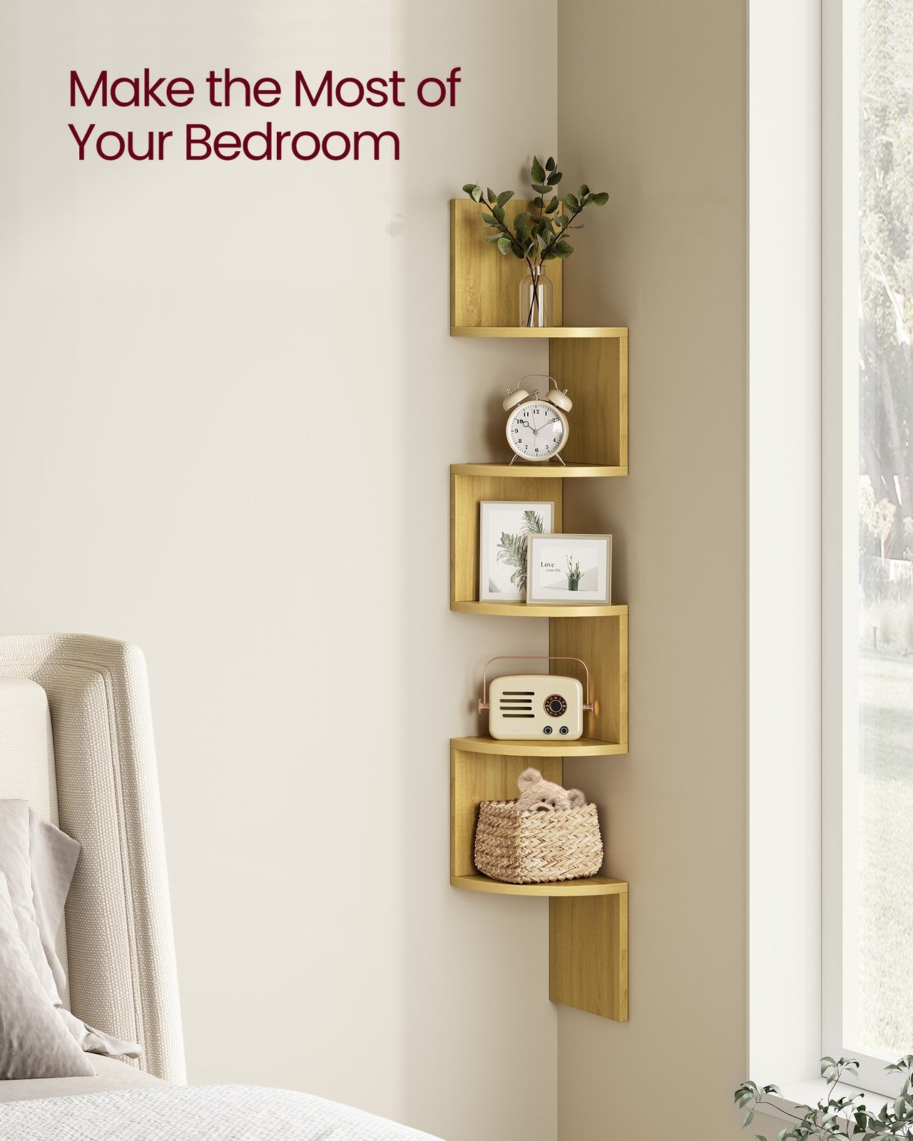 5-Tier Wall-Mounted Corner Shelf Dove Grey - image 9