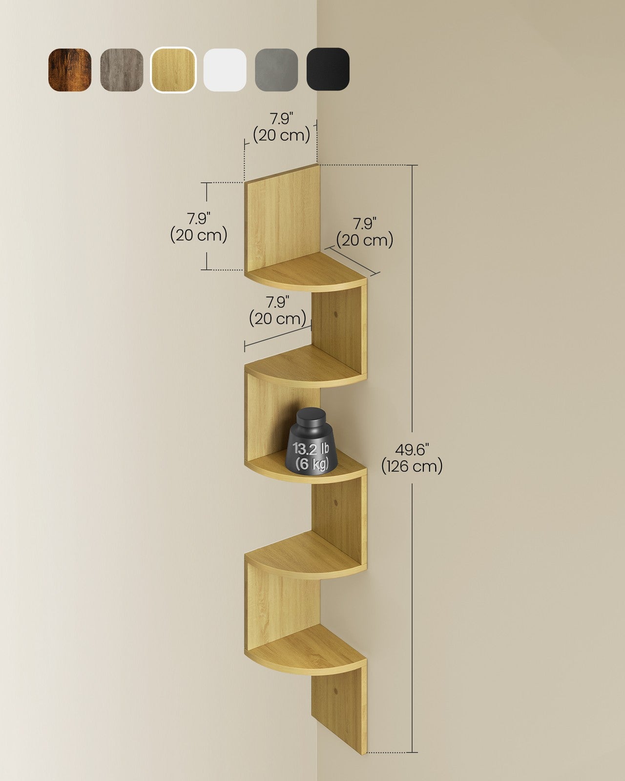 5-Tier Wall-Mounted Corner Shelf Dove Grey - image 10