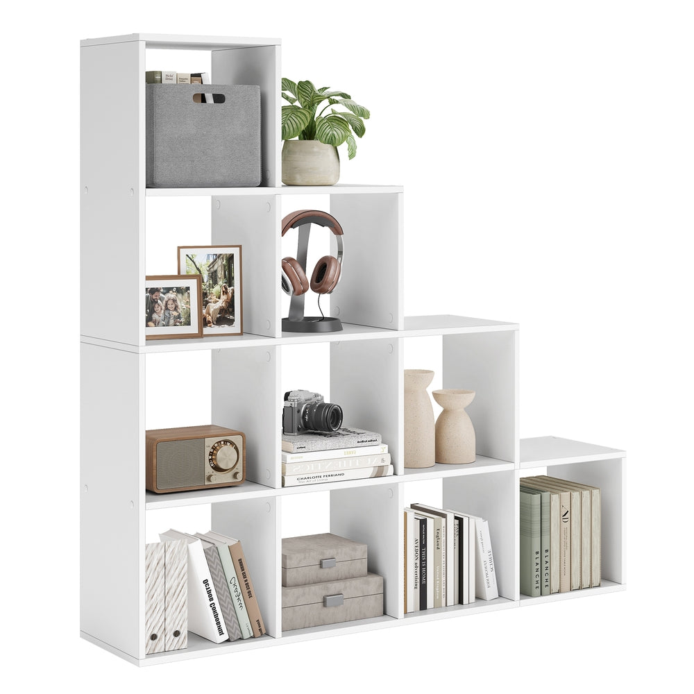 10-Cube Bookcase Storage Organiser for Decorations 29 x 129.5 x 129.5 cm White - image 1