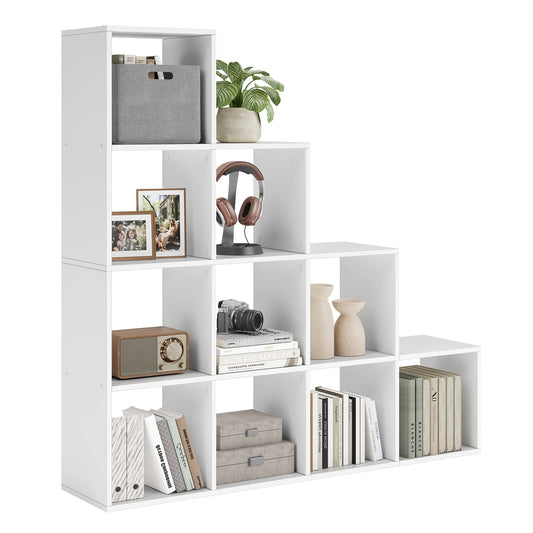 10-Cube Bookcase Storage Organiser for Decorations 29 x 129.5 x 129.5 cm White - image 1