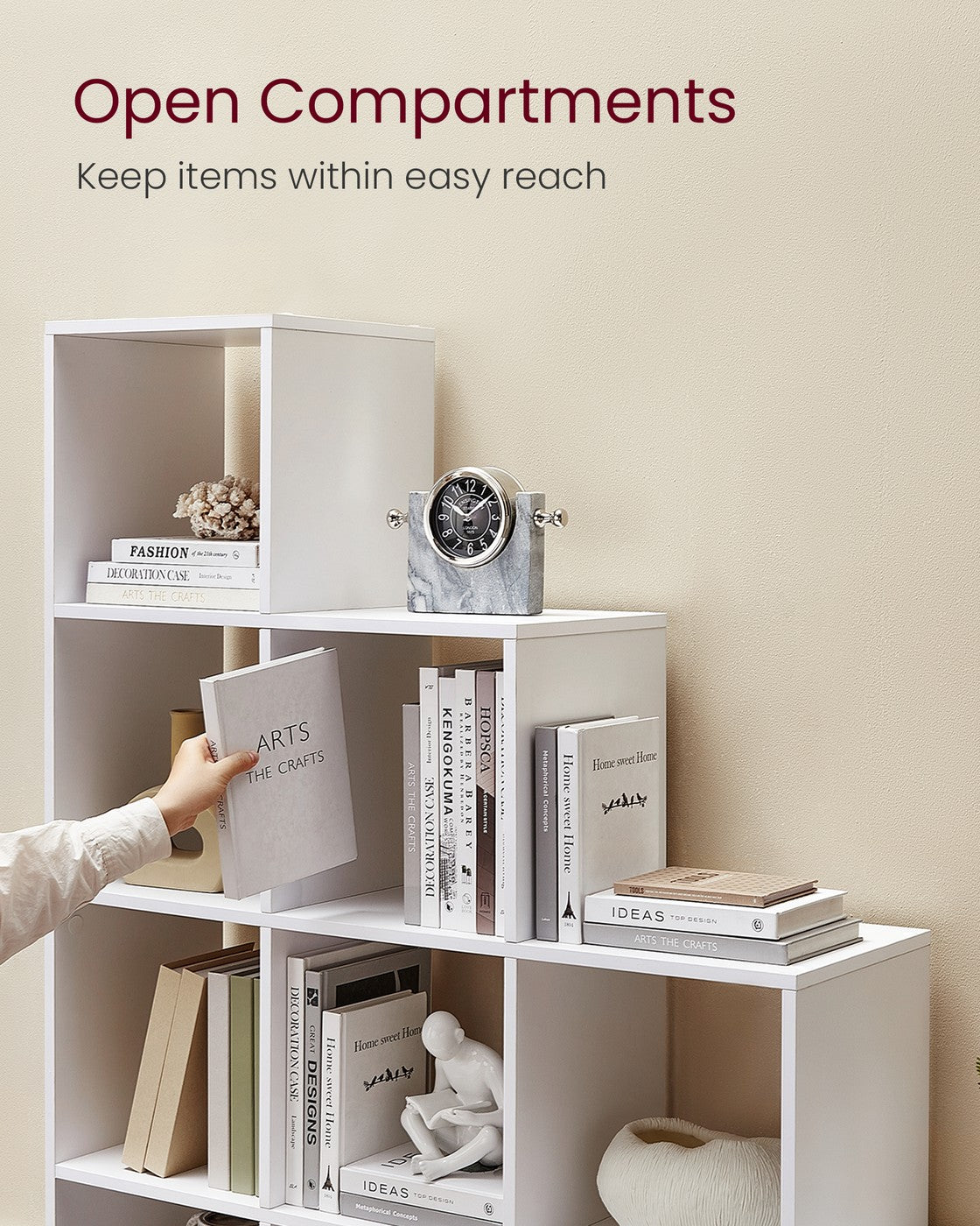 10-Cube Bookcase Storage Organiser for Decorations 29 x 129.5 x 129.5 cm White - image 4