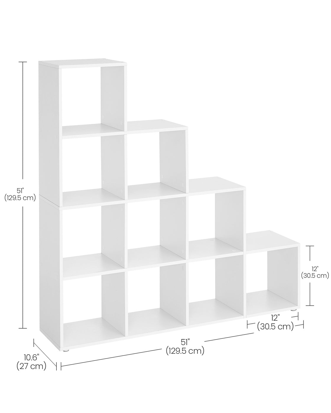 10-Cube Bookcase Storage Organiser for Decorations 29 x 129.5 x 129.5 cm White - image 7