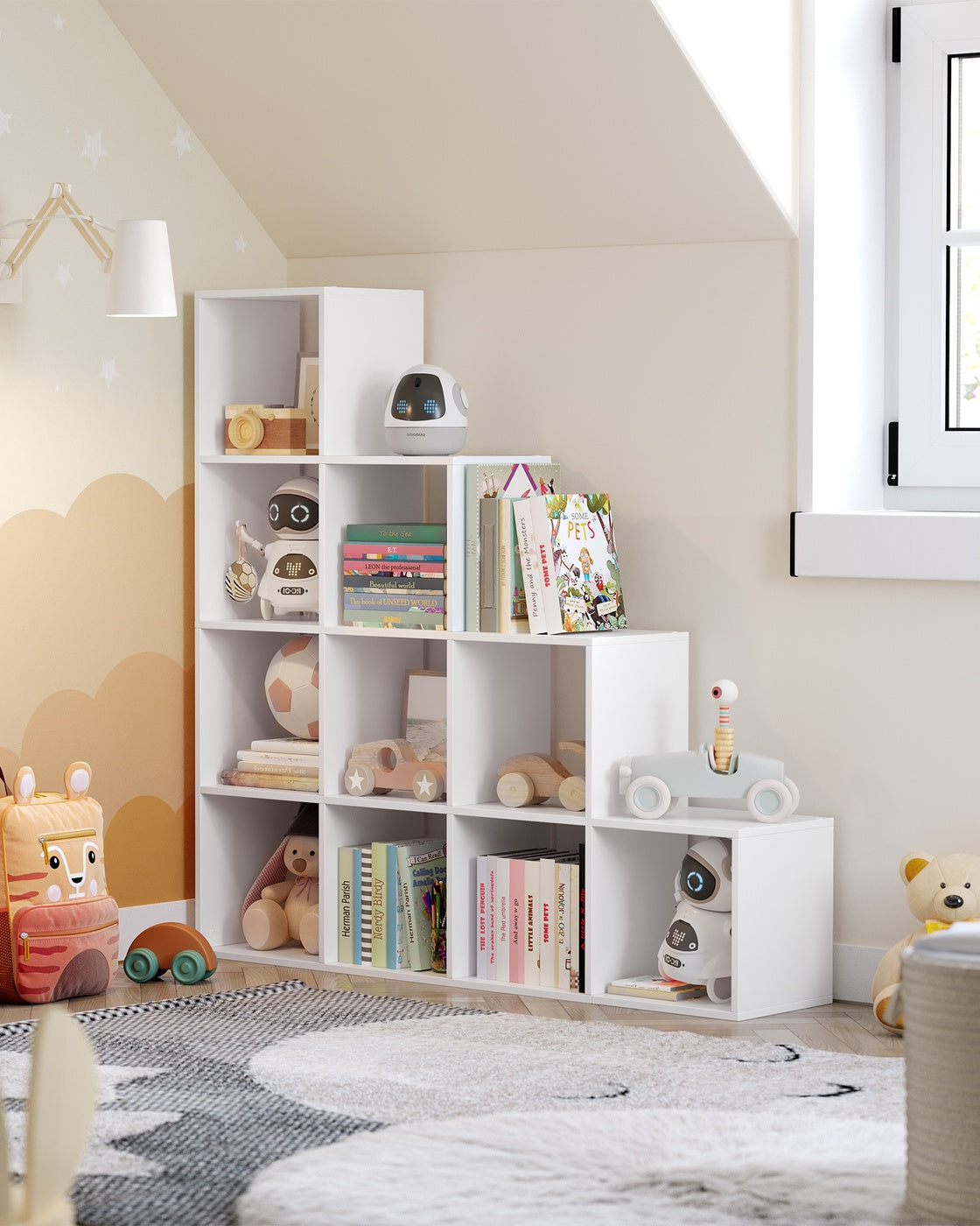 10-Cube Bookcase Storage Organiser for Decorations 29 x 129.5 x 129.5 cm White - image 10