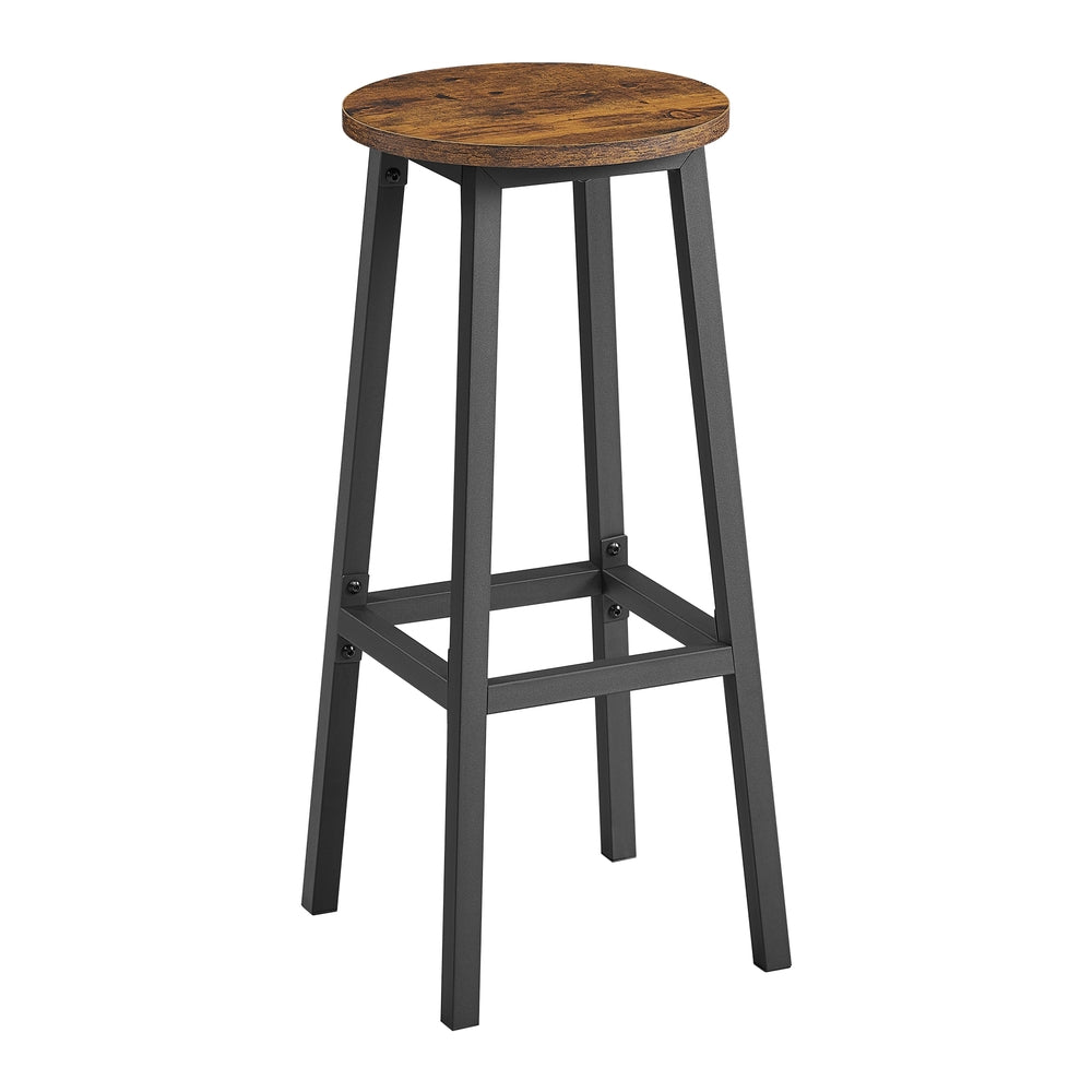 Bar Stools Set of 2 Kitchen Stools 74 cm High Rustic Brown and Black - image 1