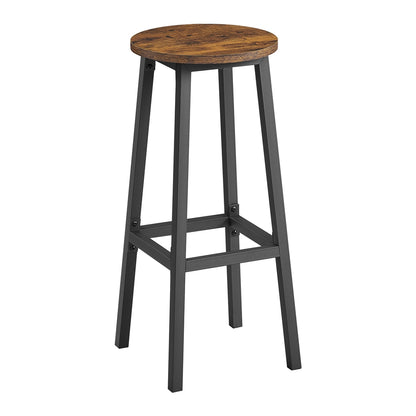 Bar Stools Set of 2 Kitchen Stools 74 cm High Rustic Brown and Black - image 1