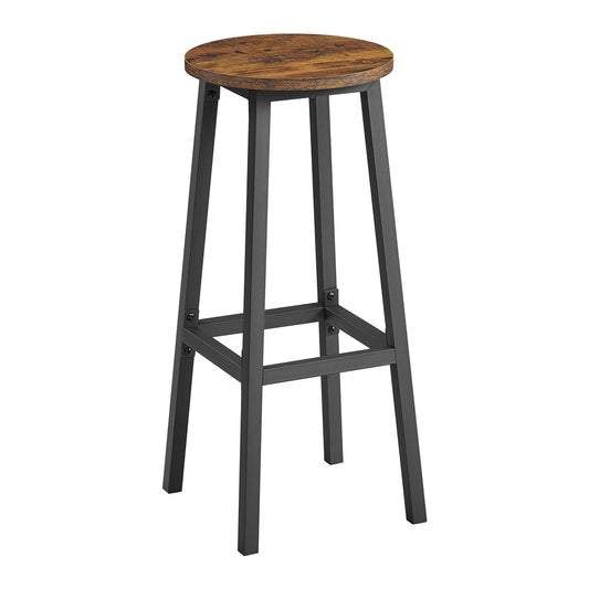 Bar Stools Set of 2 Kitchen Stools 74 cm High Rustic Brown and Black - image 1