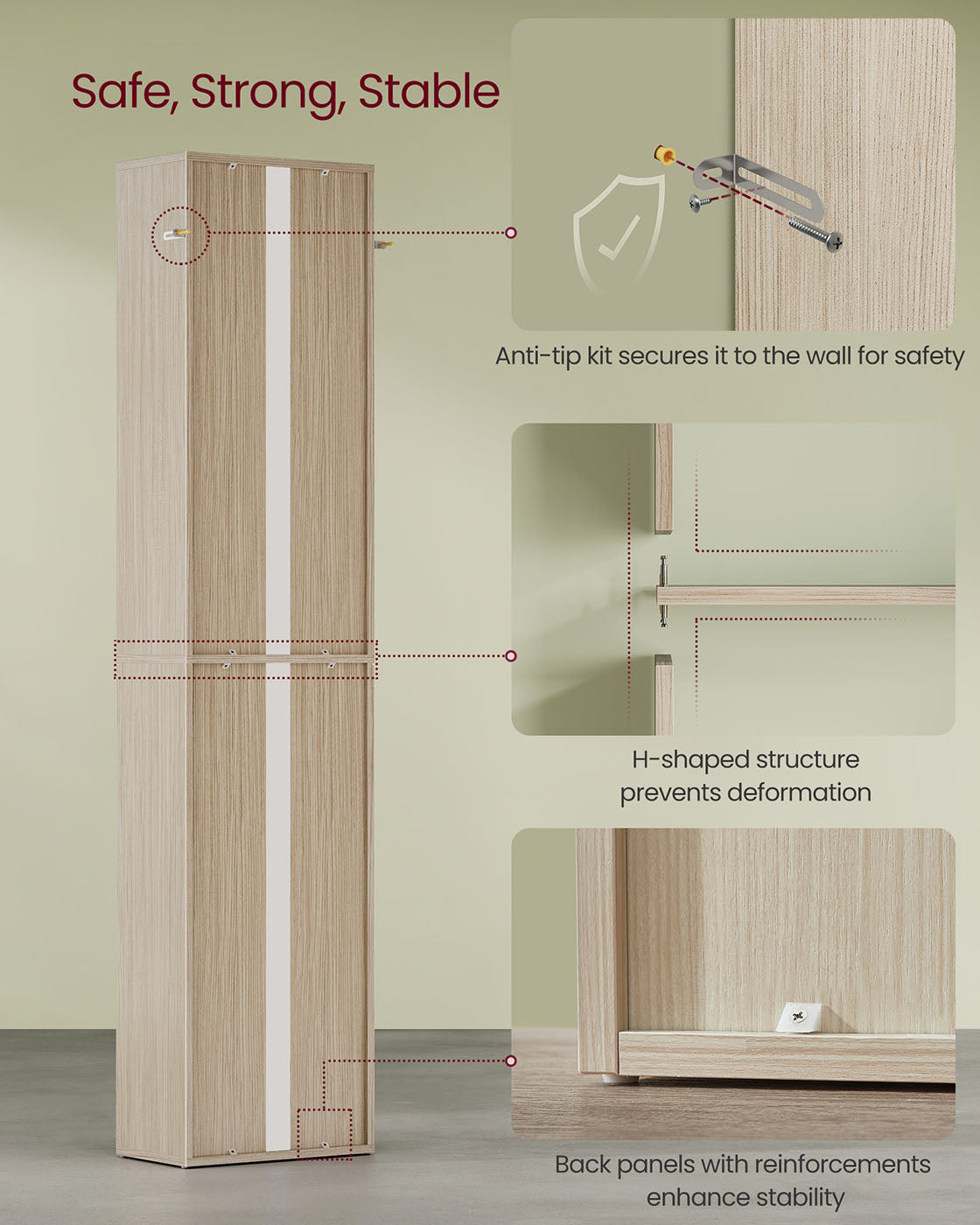 Bookcase 6-Tier Bookshelf 24 x 40 x 178.5 cm Natural Beige - image 6