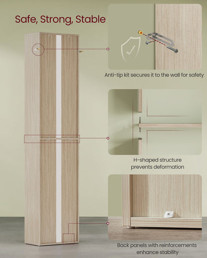 Bookcase 6-Tier Bookshelf 24 x 40 x 178.5 cm Natural Beige - image 6