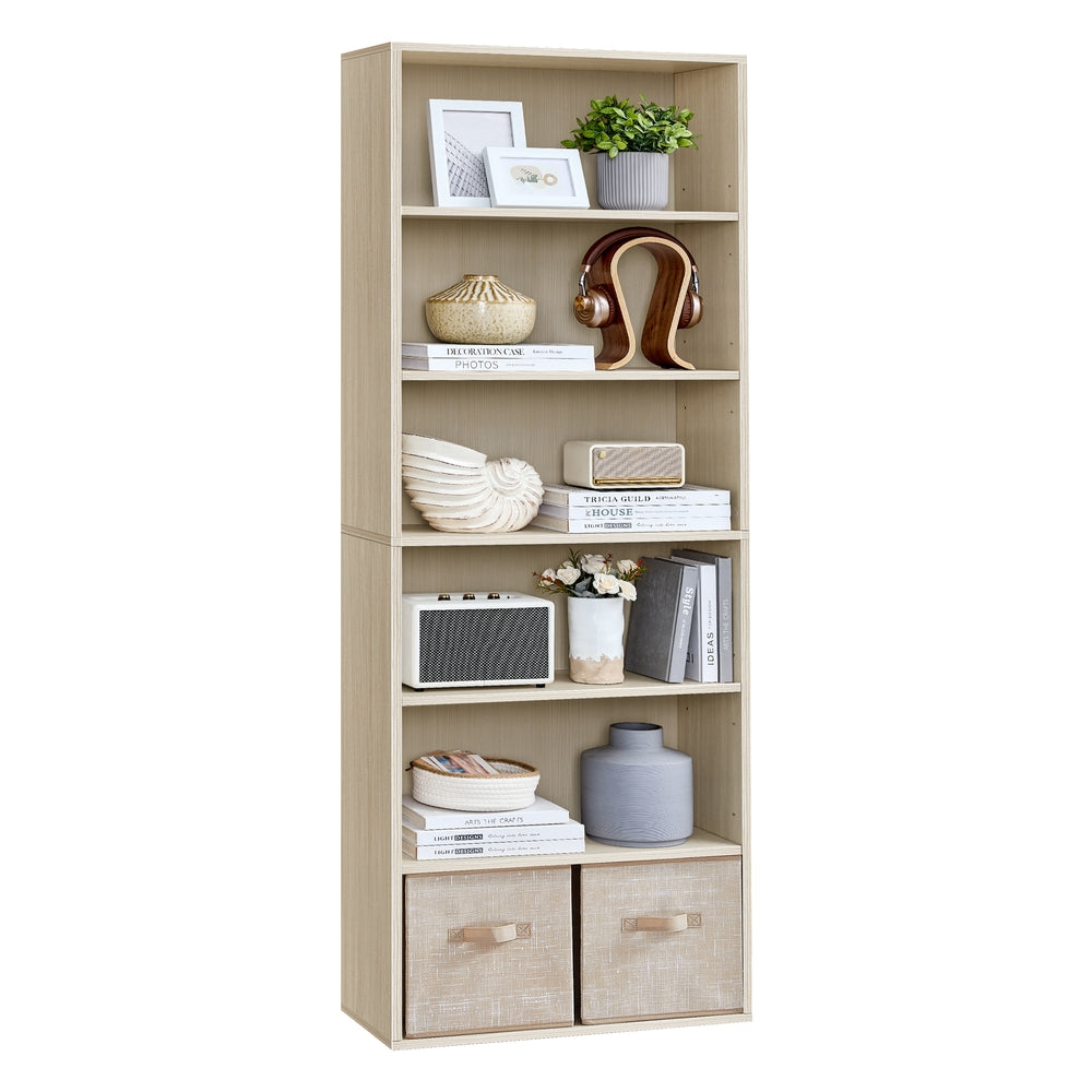 Bookcase 6-Tier Bookshelf Open Storage 24 x 60 x 178.5 cm Natural Beige - image 1