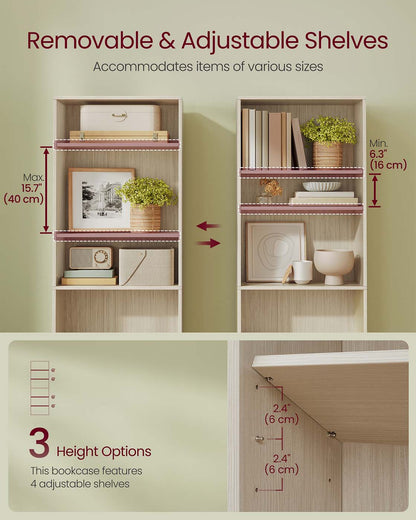 Bookcase 6-Tier Bookshelf Open Storage 24 x 60 x 178.5 cm Natural Beige - image 3