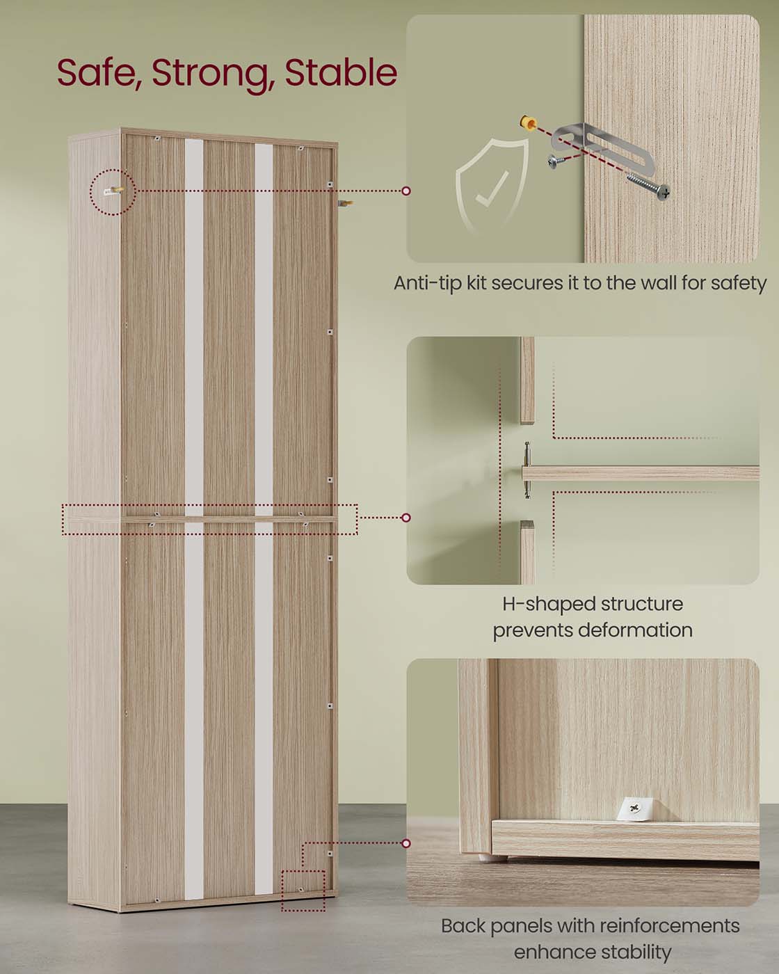 Bookcase 6-Tier Bookshelf Open Storage 24 x 60 x 178.5 cm Natural Beige - image 6