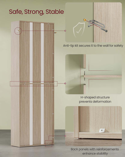 Bookcase 6-Tier Bookshelf Open Storage 24 x 60 x 178.5 cm Natural Beige - image 6