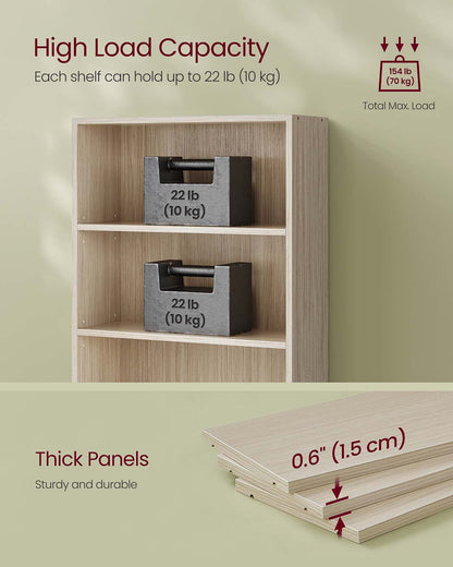 Bookcase 6-Tier Bookshelf Open Storage 24 x 60 x 178.5 cm Natural Beige - image 7