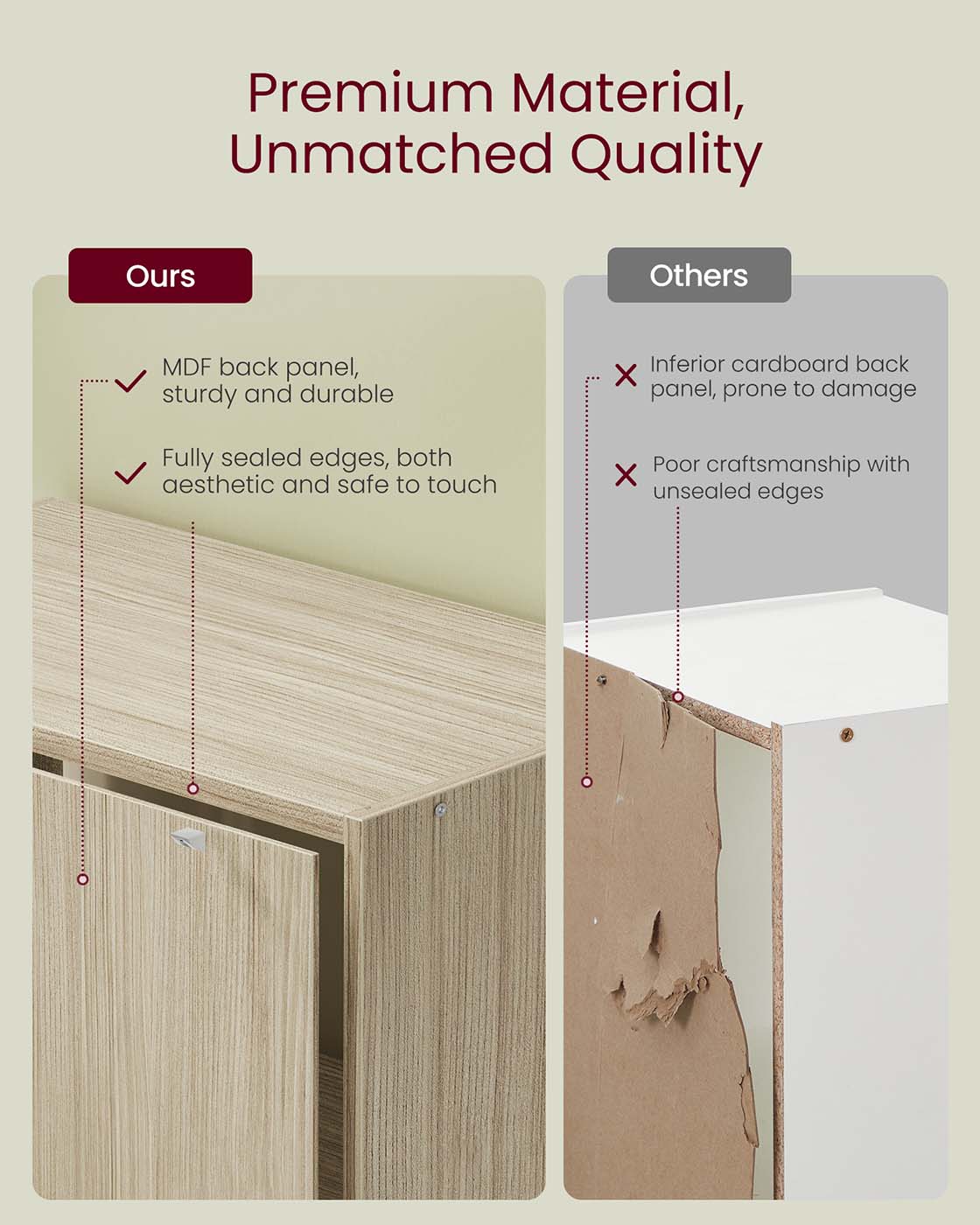 Bookcase 6-Tier Bookshelf Open Storage 24 x 60 x 178.5 cm Natural Beige - image 8