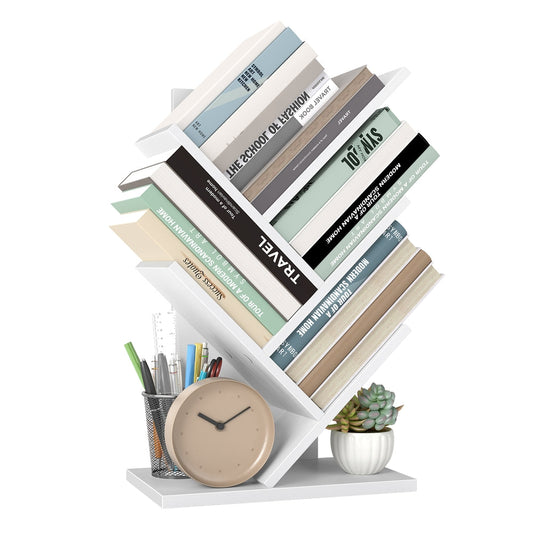 5-Tier Tree Bookshelf with Wooden Shelves Cloud White - image 1