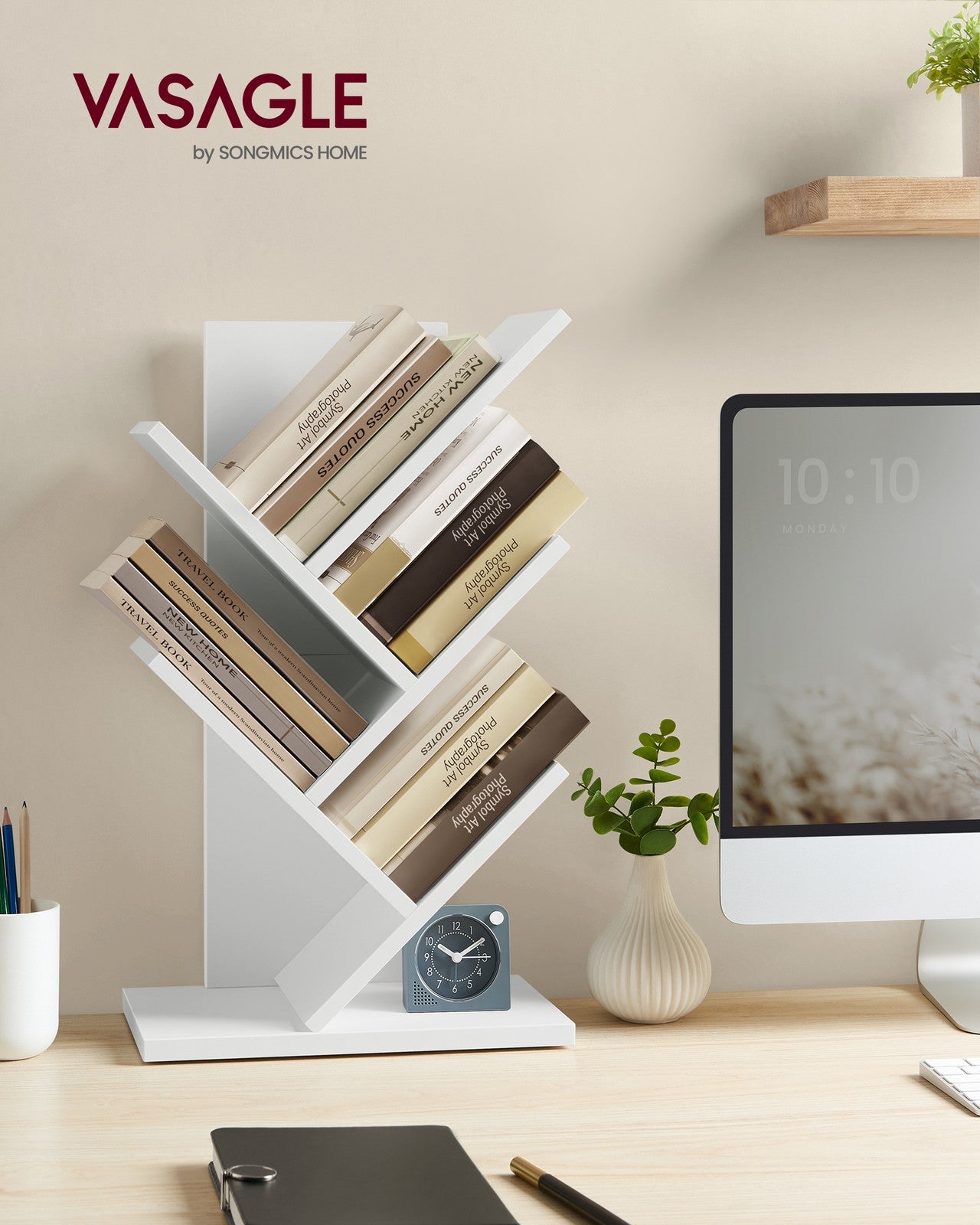 5-Tier Tree Bookshelf with Wooden Shelves Cloud White - image 2