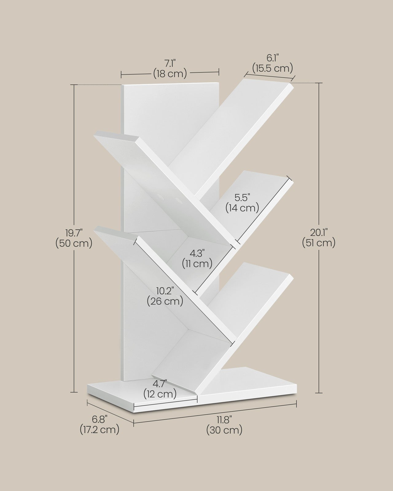 5-Tier Tree Bookshelf with Wooden Shelves Cloud White - image 5