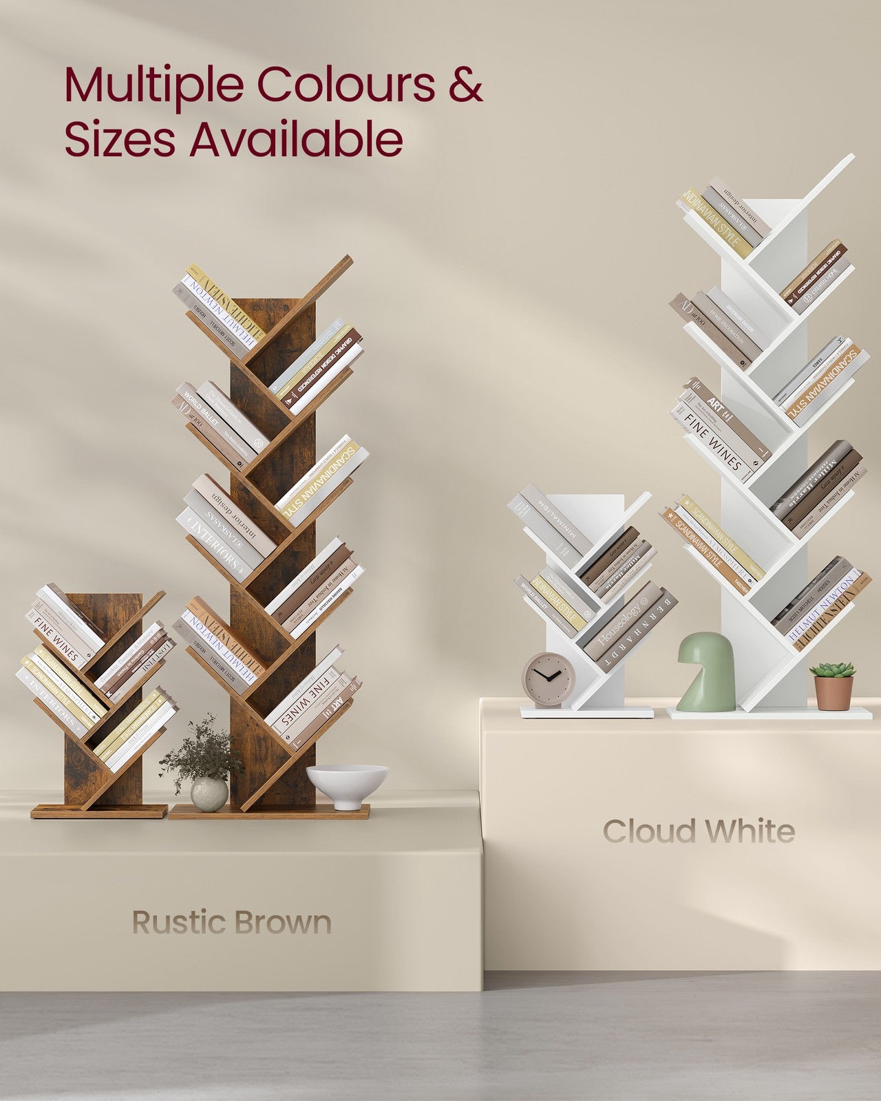 5-Tier Tree Bookshelf with Wooden Shelves Cloud White - image 6