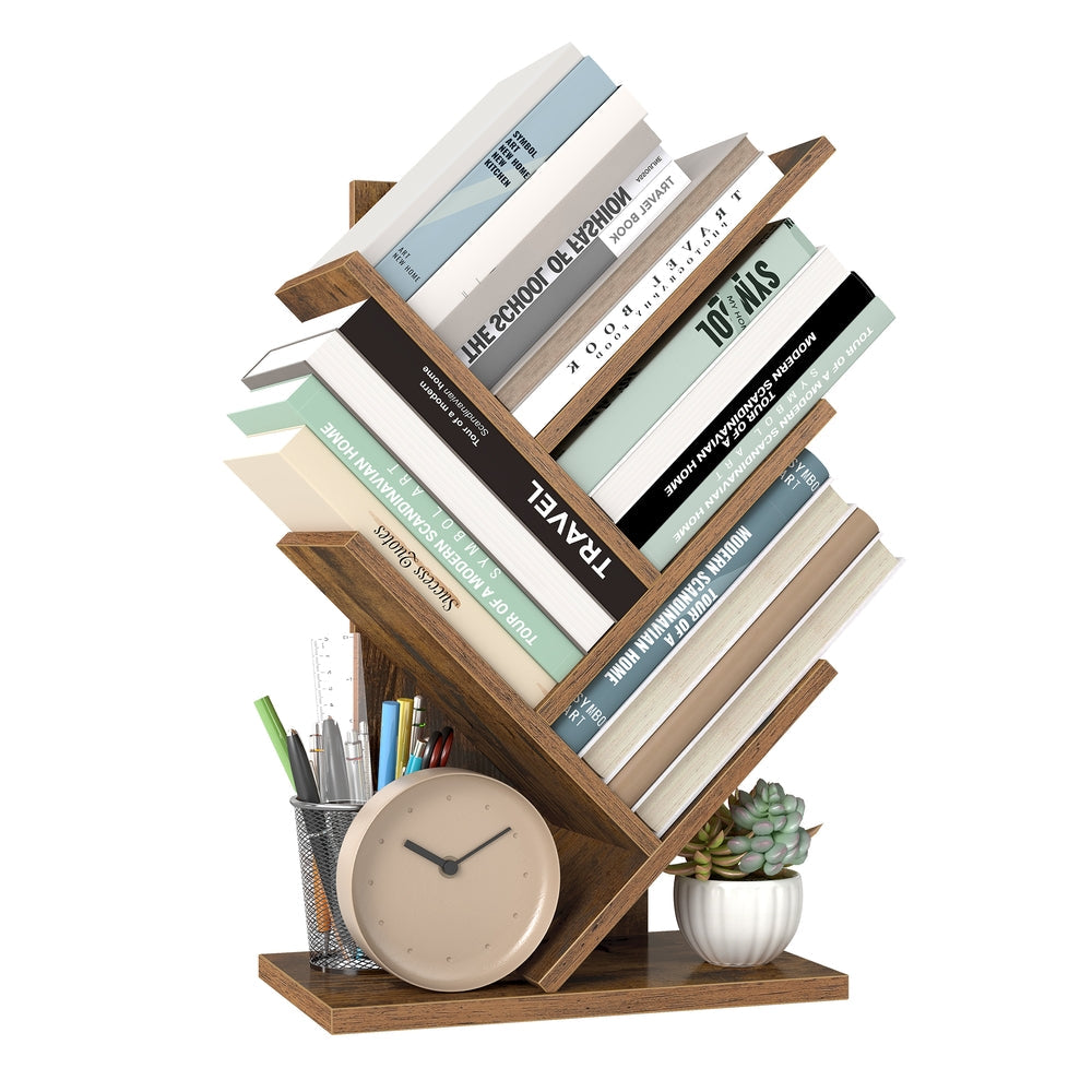 5-Tier Tree Bookshelf with Wooden Shelves Cloud White - image 8