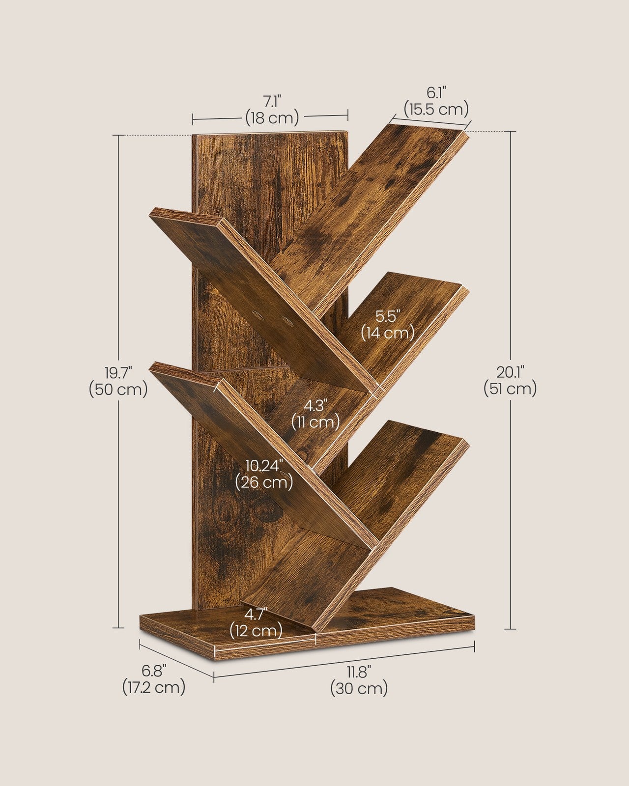 5-Tier Tree Bookshelf with Wooden Shelves Cloud White - image 12