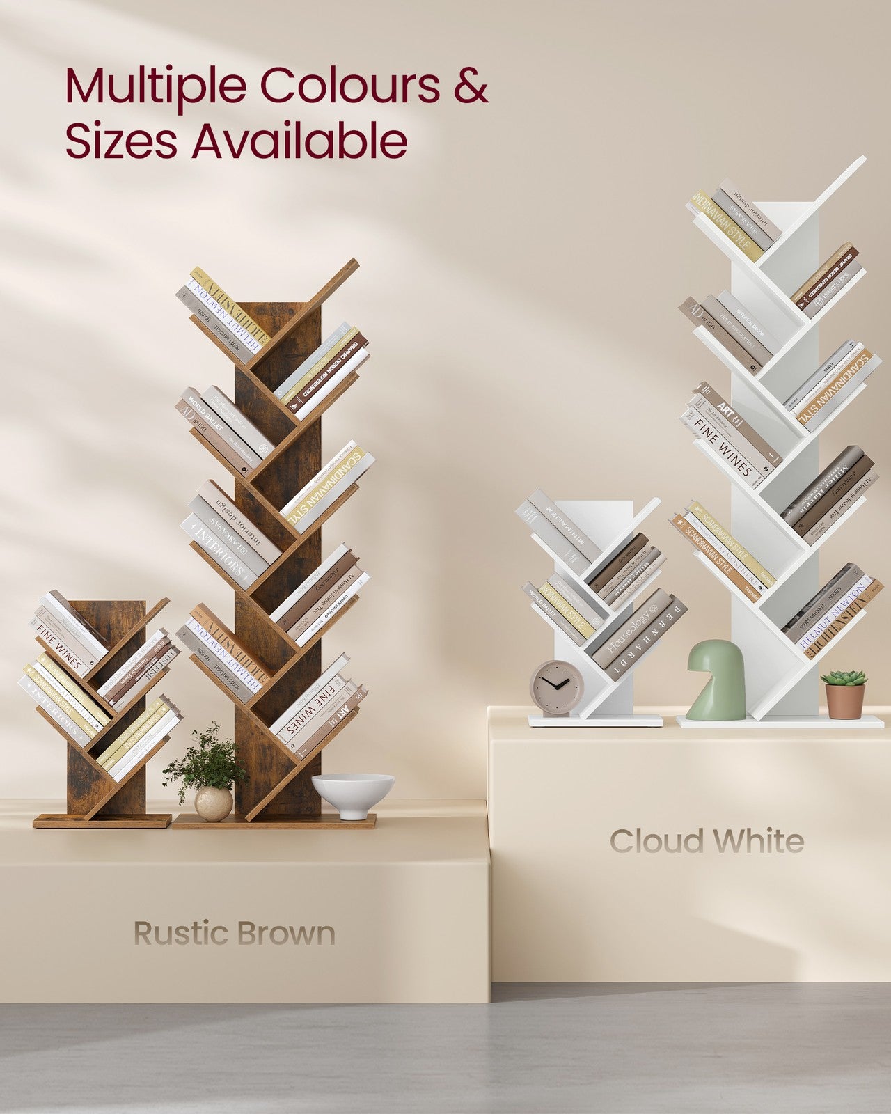 5-Tier Tree Bookshelf with Wooden Shelves Cloud White - image 13