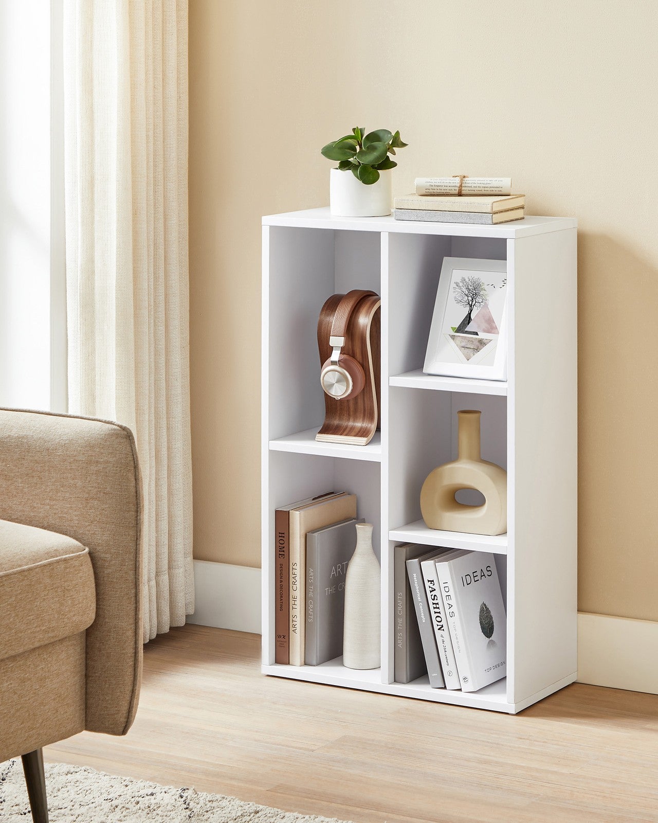 White 5-Grid Bookcase - image 3