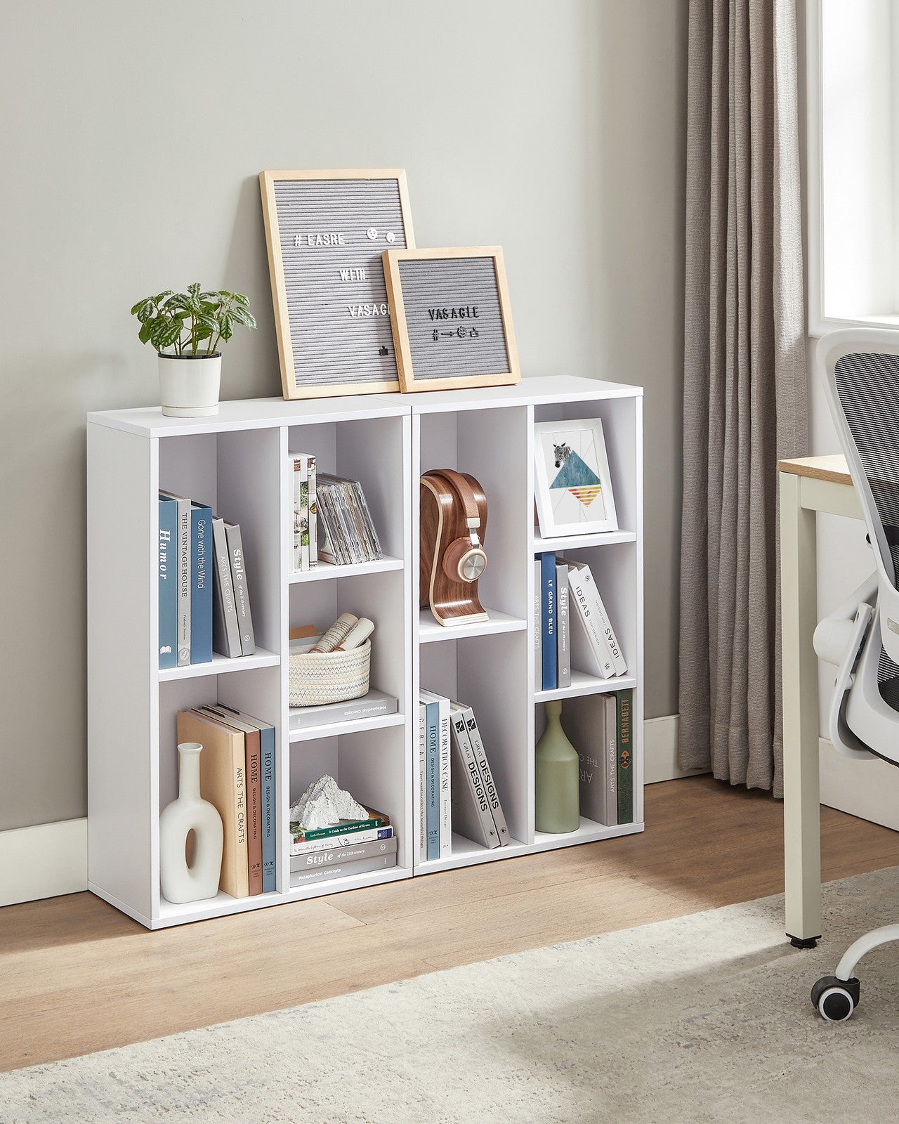 White 5-Grid Bookcase - image 4