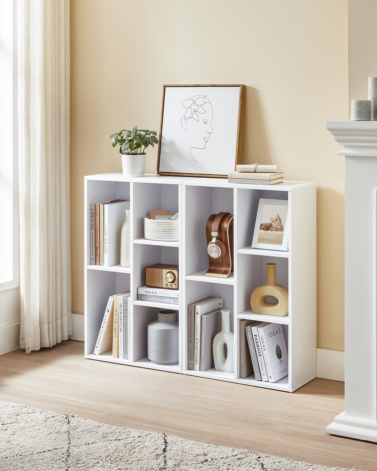 White 5-Grid Bookcase - image 5
