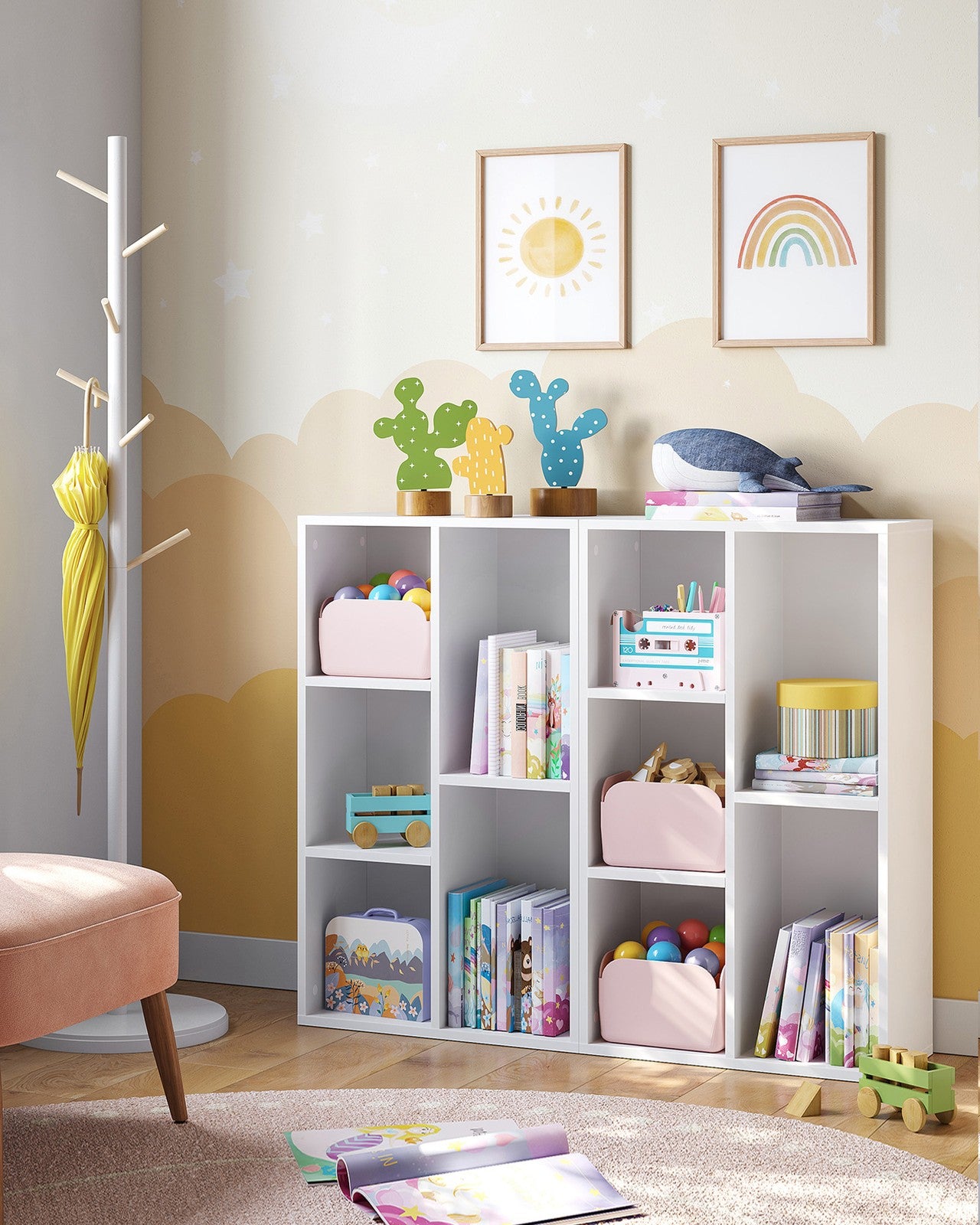 White 5-Grid Bookcase - image 6