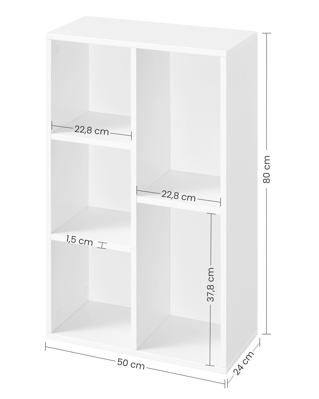 White 5-Grid Bookcase - image 8