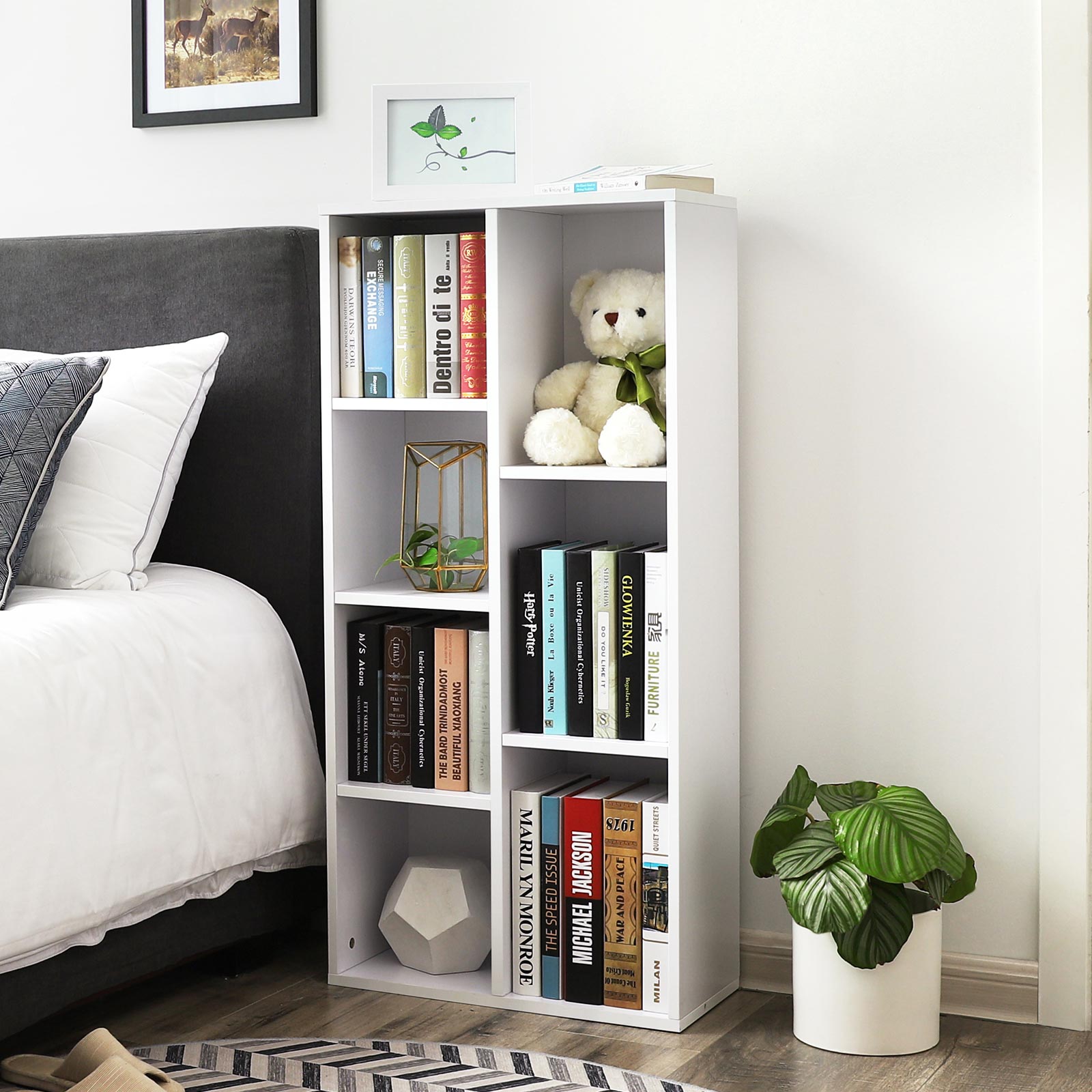 White 5-Grid Bookcase - image 14