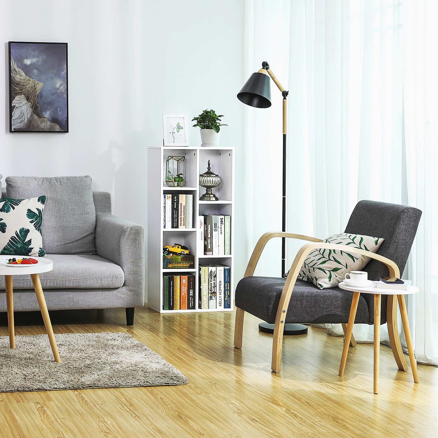 White 5-Grid Bookcase - image 15