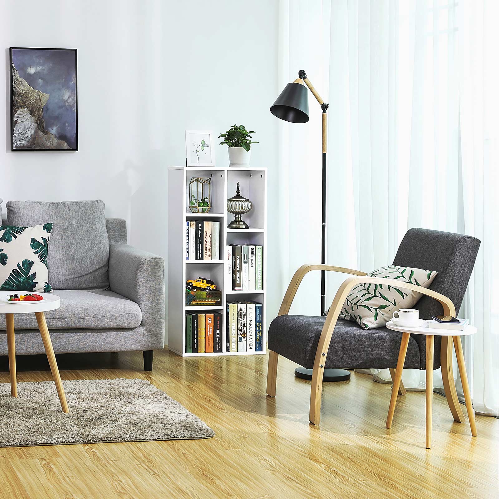 White 5-Grid Bookcase - image 15