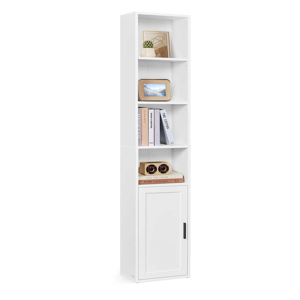 Tall Wooden Bookcase with Door Rustic Brown - image 7