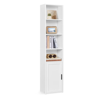 Tall Wooden Bookcase with Door Rustic Brown - image 7