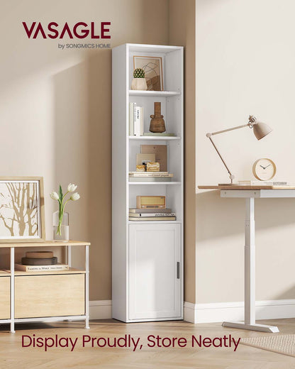 Tall Wooden Bookcase with Door Rustic Brown - image 8