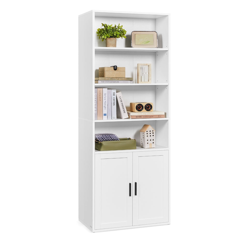 Tall Wooden Bookcase with Door Rustic Brown - image 19