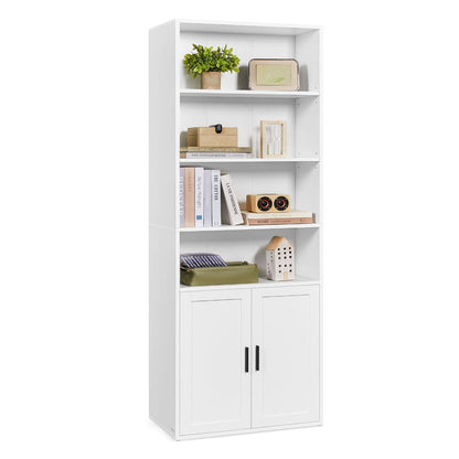 Tall Wooden Bookcase with Door Rustic Brown - image 19